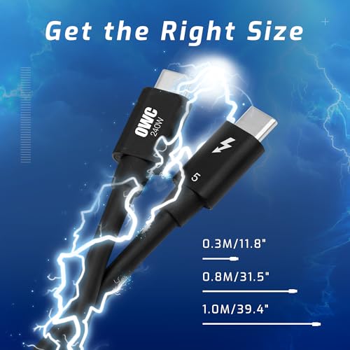 OWC كابل OWC Thunderbolt 5 (USB-C) بطول 0.3 م، بسرعة بيانات ثنائية الاتجاه تصل إلى 80Gb/s، وسرعة عرض أعلى تصل إلى 120Gb/s، 240W - Image 5