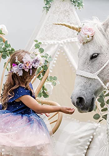 Glamulice Flower Girls Bridesmaid Dresses for Wedding Party Navy Blue Princess Sparkle Ombre Tulle Tutu Dress Blush Pink Junior Girl Holiday Formal Ball Gown Birthday Pageant Photo Shoot Maxi Gown 7 8 - Image 4
