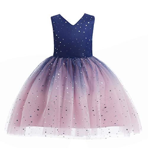 Glamulice Flower Girls Bridesmaid Dresses for Wedding Party Navy Blue Princess Sparkle Ombre Tulle Tutu Dress Blush Pink Junior Girl Holiday Formal Ball Gown Birthday Pageant Photo Shoot Maxi Gown 7 8 - Image 1