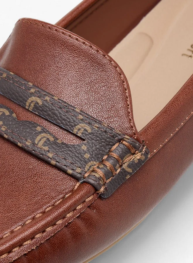 Le Confort Monogram Print Slip-On Moccasins