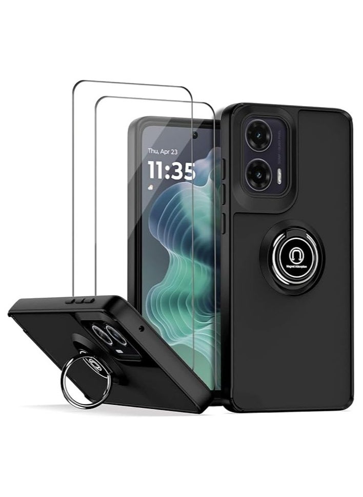 General Case Compatible with Motorola Moto G35 5G with 2 Pack Screen Protector, TPU + Hard PC Magnetic Ring Car Mount Stand Cover  - Image 1