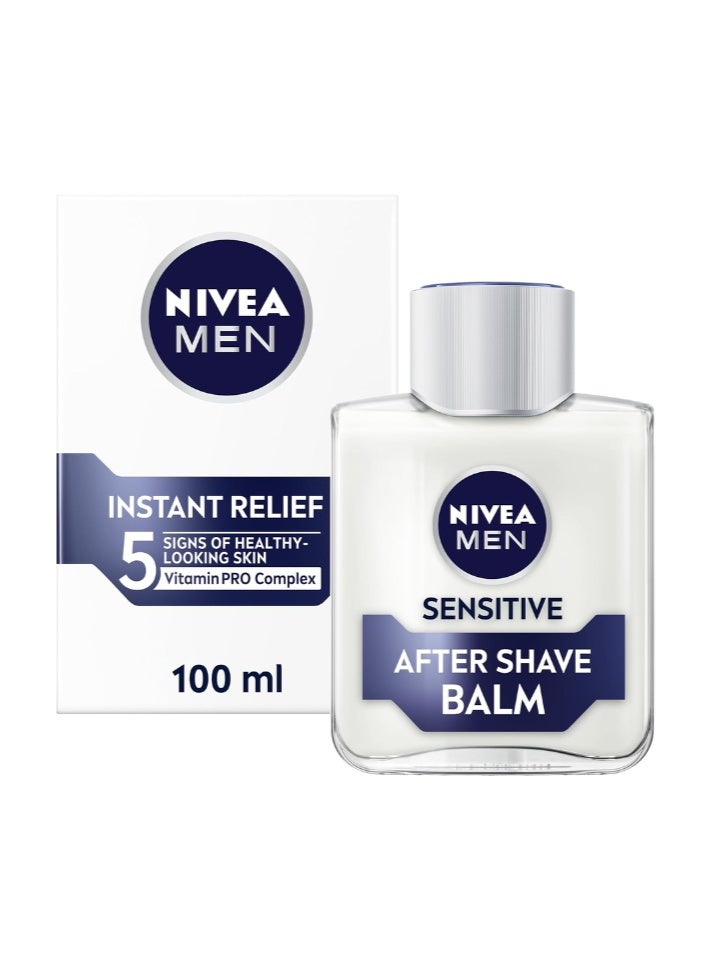 NIVEA MEN Sensitive After Shave Balm – Soothe & Protect with Chamomile and Hamamelis, Lightweight Non-Sticky Formula, 100ml - Image 1