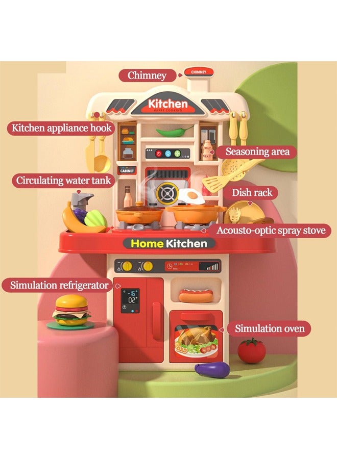 Kids Kitchen Play Set,Interactive Kids Kitchen Play Set with 31Pcs of Pretend Kitchen Toys,Realistic Sound Effects and Simulated Functionality Suitable for Boys and Girls Aged 3 4 5  6 7 8  Years  - Image 3