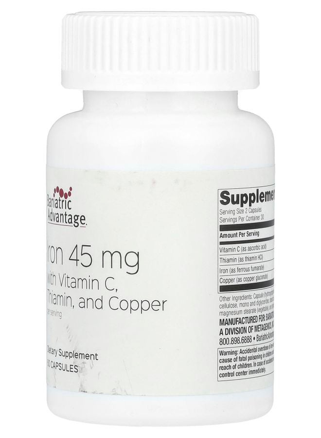Bariatric Advantage حديد مع فيتامين C والثيامين والنحاس 60 كبسولة - Image 2