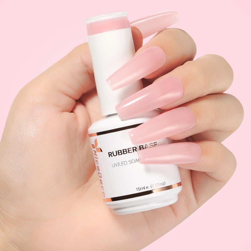 Nicedeco Hema Free Rubber Base Gel for Nails Cruelty Free Vegan Nude Pink Rubber Gel U V Color Base Gel Nail Polish 15ML 022 - Image 4