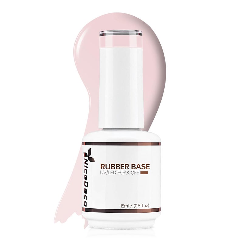 Nicedeco Hema Free Rubber Base Gel for Nails Cruelty Free Vegan Nude Pink Rubber Gel U V Color Base Gel Nail Polish 15ML 022 - Image 1