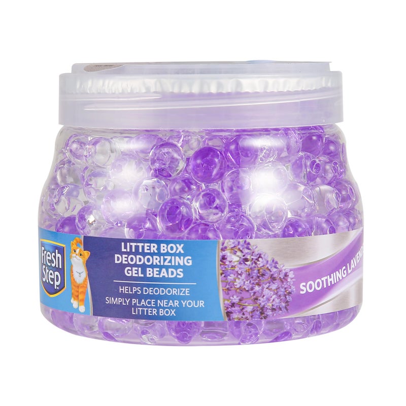 Fresh Step Litter Box Deodorizing Gel Beads in Soothing Lavender Scent Air Freshener Bead Deodorizer for Pet Smells from Litter Box Pet Odor Eliminating 12 oz