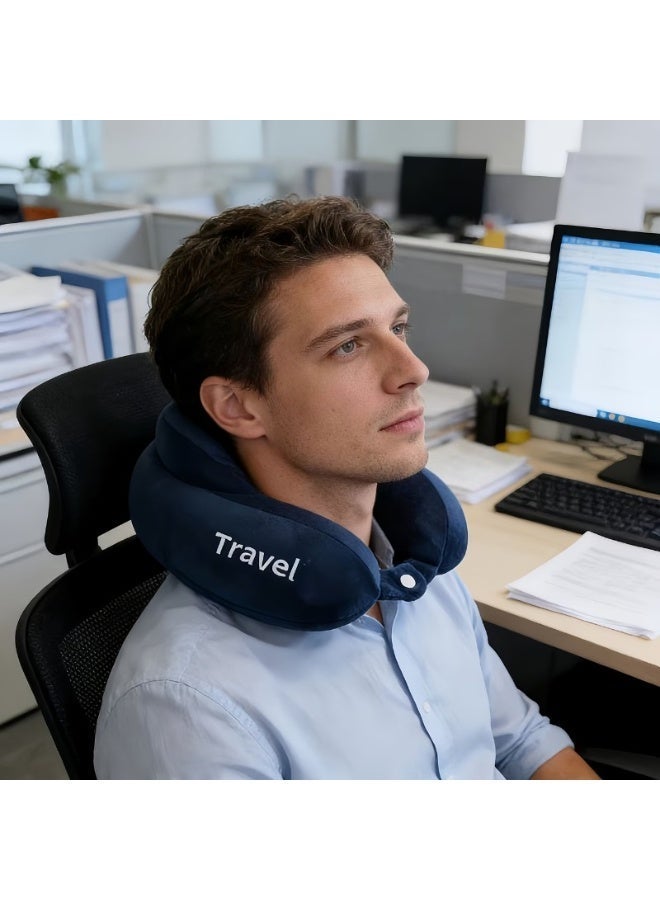 U-Shaped Travel Pillow, Neck Support Pillow, Cervical Vertebra Support Pillow, Memory Foam Airplane U-Shaped Pillow, A Must-Have For Sleeping On The Plane, Ergonomically Designed U-Shaped Neck Pillow, Suitable For Airplanes, Offices, And Home Settings - Image 1