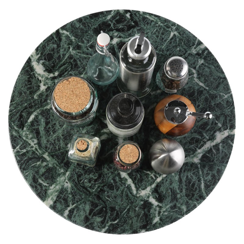 BCS Marble Lazy Susan, 16 in Turntable Organizer for Cabinet Pantry Kitchen Countertop Fridge Bathroom Makeup Vanity Countertop, Detachable Organizer (Indian Green) - Image 1