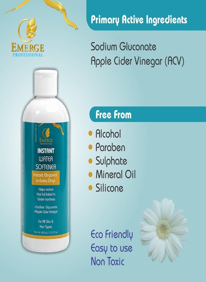 Emerge Professional Instant Water Softener | Hard Water Solution for Hair Fall & Skin Dryness | Enriched with Sodium Gluconate & Apple Cider Vinegar | For All Hair & Skin Types | 400 ml - Image 3