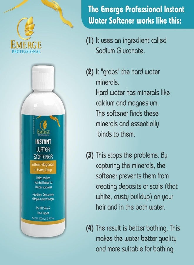 Emerge Professional Instant Water Softener | Hard Water Solution for Hair Fall & Skin Dryness | Enriched with Sodium Gluconate & Apple Cider Vinegar | For All Hair & Skin Types | 400 ml - Image 4