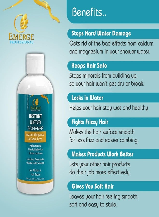 Emerge Professional Instant Water Softener | Hard Water Solution for Hair Fall & Skin Dryness | Enriched with Sodium Gluconate & Apple Cider Vinegar | For All Hair & Skin Types | 400 ml - Image 2