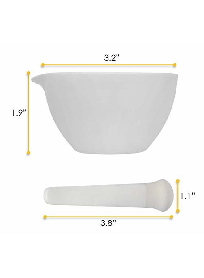 EISCO Small Porcelain Mortar & Pestle, thick walled, Outer dia 80mm (3.15") Textured Bowl and spout - 60ml (2 oz) - Image 4