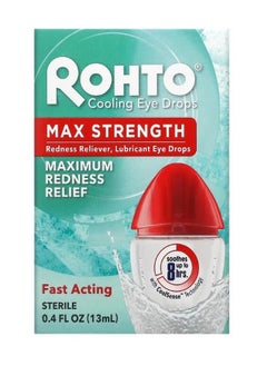 Rohto Cooling Eye Drops Max Strength Maximum Redness Relief 0.4 fl oz 13 ml  - Image 1