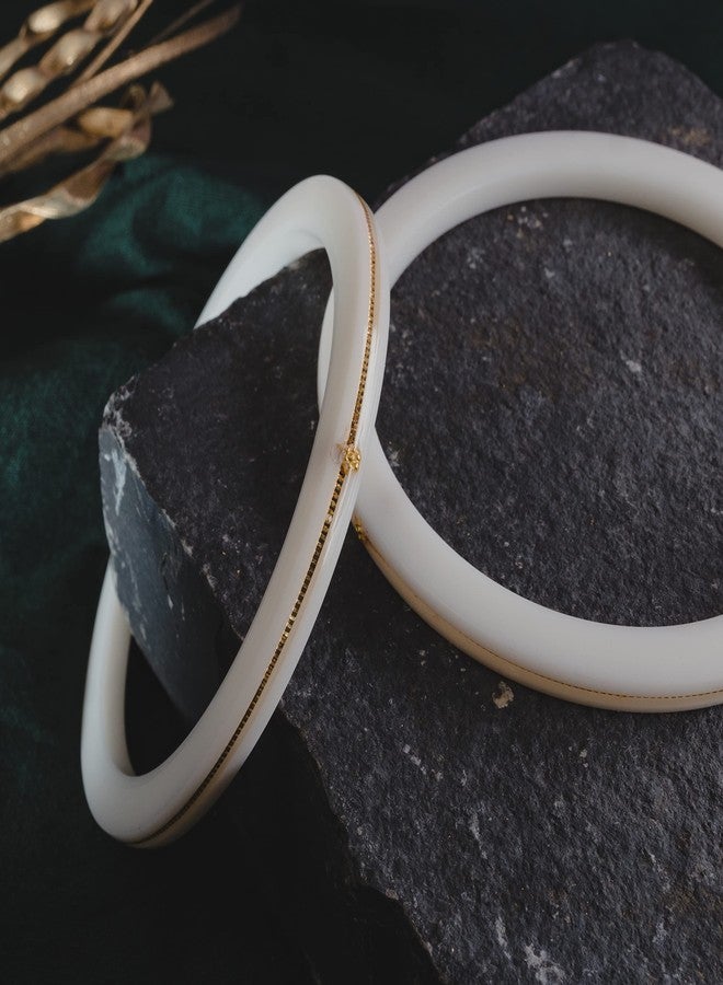 Hem Jewels مجوهرات هيم من أشوك للمجوهرات، أساور ذهبية عيار 22 قيراط (916) / تشودي ذهبية مصنوعة يدوياً / تشودا زفاف للنساء مع شهادة نقاء (مجموعة من قطعتين) - أبيض (2.6 آني) - Image 2