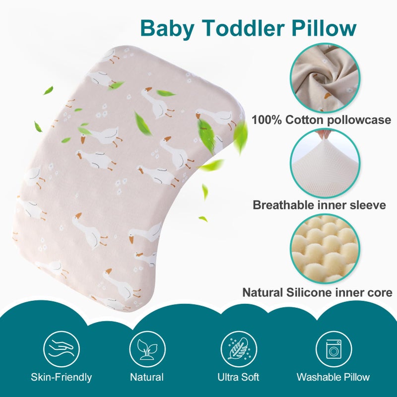 willai Toddler Pillow with Removable Pillowcase, 20X12inch Soft Breathable Kids Pillow, Machine Washable Toddler Pillow, Ergonomic Small Children Pillow for Boys and Girls Ages 6-8 Years (Swan) - Image 3