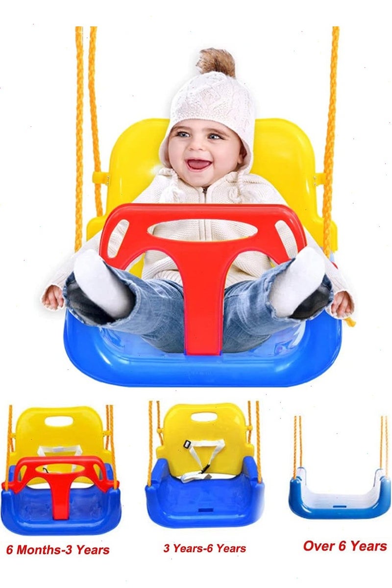 يواوليتي ارجوحة اطفال بلاستيكية 3 في 1 للأطفال، متينة وقوية، مراجيح أطفال متعددة الوظائف داخلية وخارجية متعددة الوظائف، مرجيحة معلقة بمقعد غير سام وشديدة التحمل للملعب، والرضع، والأطفال الصغار - Image 1