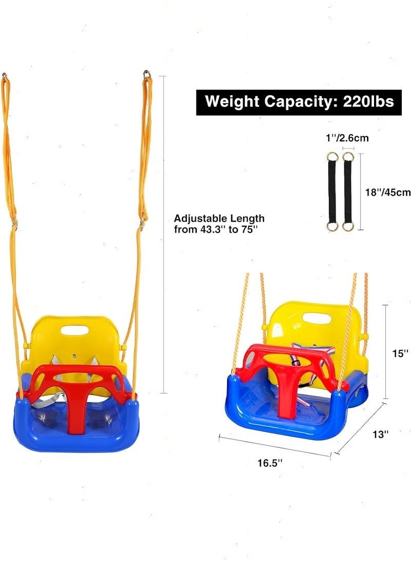 يواوليتي ارجوحة اطفال بلاستيكية 3 في 1 للأطفال، متينة وقوية، مراجيح أطفال متعددة الوظائف داخلية وخارجية متعددة الوظائف، مرجيحة معلقة بمقعد غير سام وشديدة التحمل للملعب، والرضع، والأطفال الصغار - Image 2