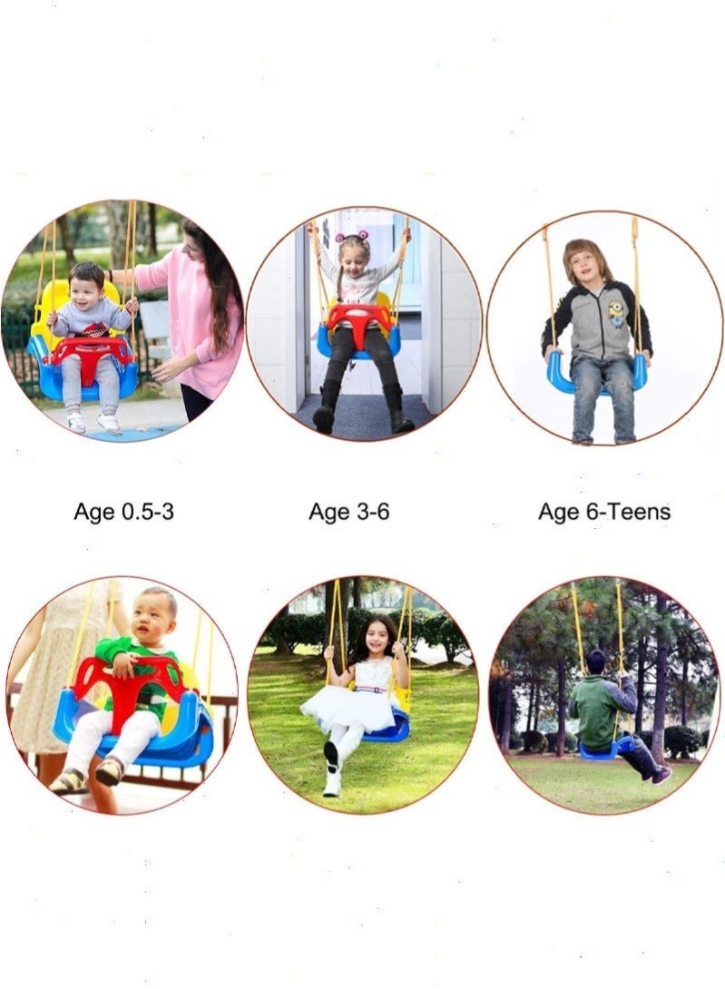 يواوليتي ارجوحة اطفال بلاستيكية 3 في 1 للأطفال، متينة وقوية، مراجيح أطفال متعددة الوظائف داخلية وخارجية متعددة الوظائف، مرجيحة معلقة بمقعد غير سام وشديدة التحمل للملعب، والرضع، والأطفال الصغار - Image 4