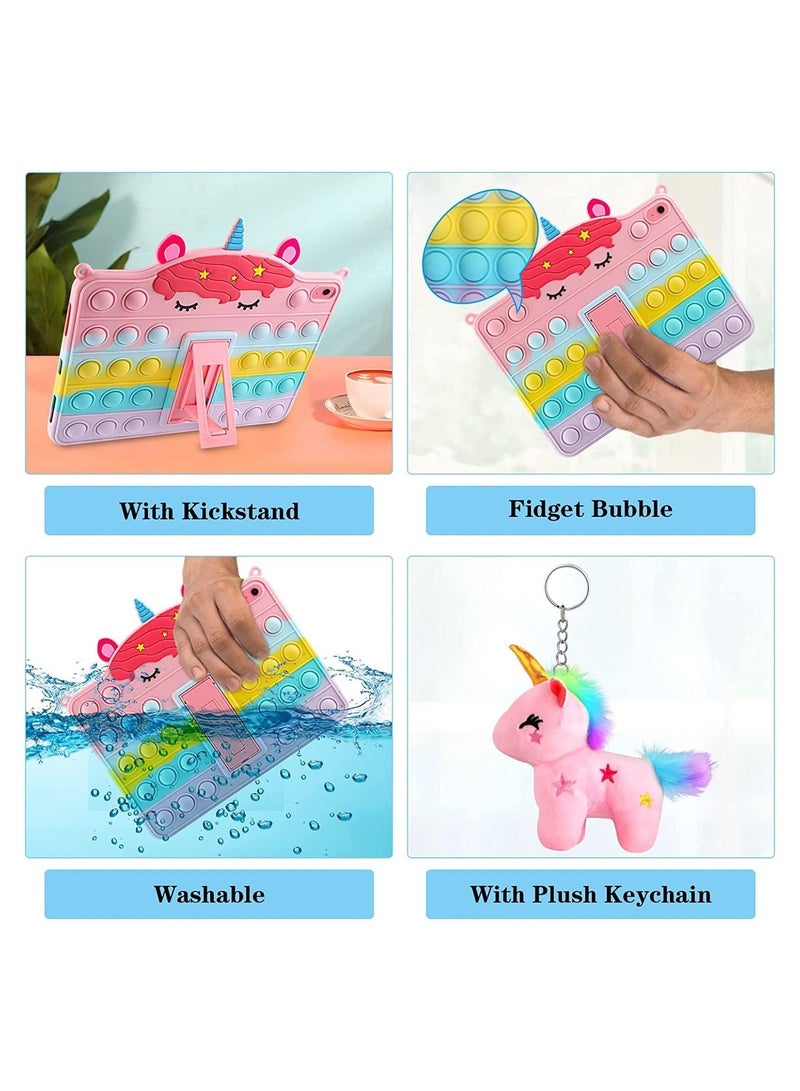 iPad Air 4/5 Case with Kickstand Shoulder Straps Keychain Silicone Fidget Bubble Case for Girls Kids Cute Rainbow Cover for iPad Air 4/5 10.9 inch  - Image 3