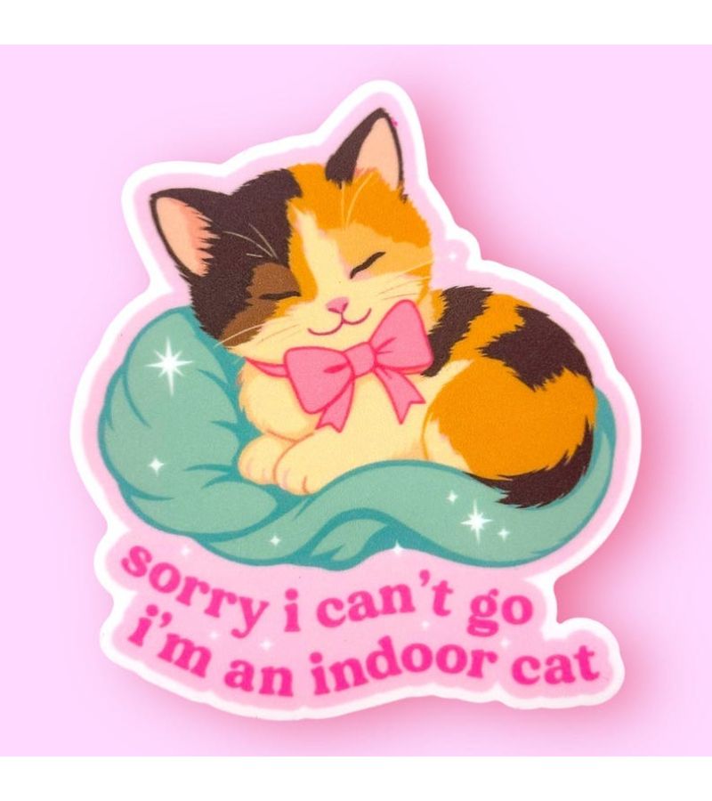 1pc Sorry I Cannot Go I Am A House Cat Sticker Aquarius Fun Cute Laptop Car Decor - Image 1