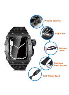 Y&D Luxury Designer Rugged Case with Band Compatible for Apple Watch 44mm 45mm, Metal Protective Cover Silicone Strap Shockproof Bumper iWatch Series 8 7 45mm and SE 6 5 4  - Image 2