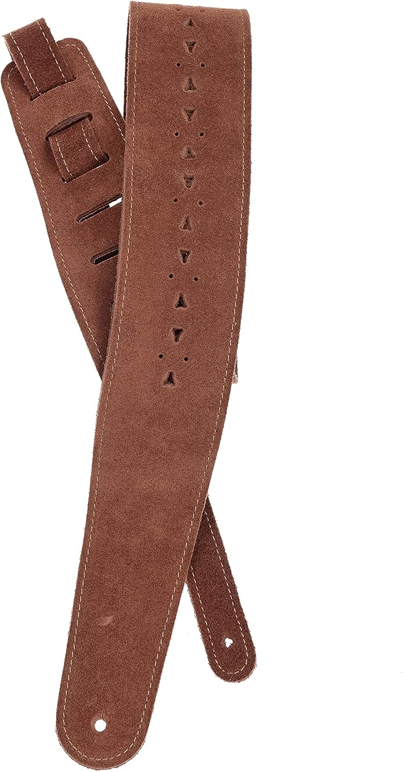 D'Addario Vented Leather Guitar Strap - Honey Suede Apache - Image 1