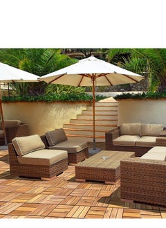 HOME TASTE TOMSUN Wood Interlocking Decking Tiles Pack of 10 Solid Pine Hardwood Tiles for Indoor Outdoor Waterproof Teak Flooring Deck for Home Yard Swimming Pool  - Image 3