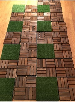 HOME TASTE TOMSUN Wood Interlocking Decking Tiles Pack of 10 Solid Pine Hardwood Tiles for Indoor Outdoor Waterproof Teak Flooring Deck for Home Yard Swimming Pool  - Image 5