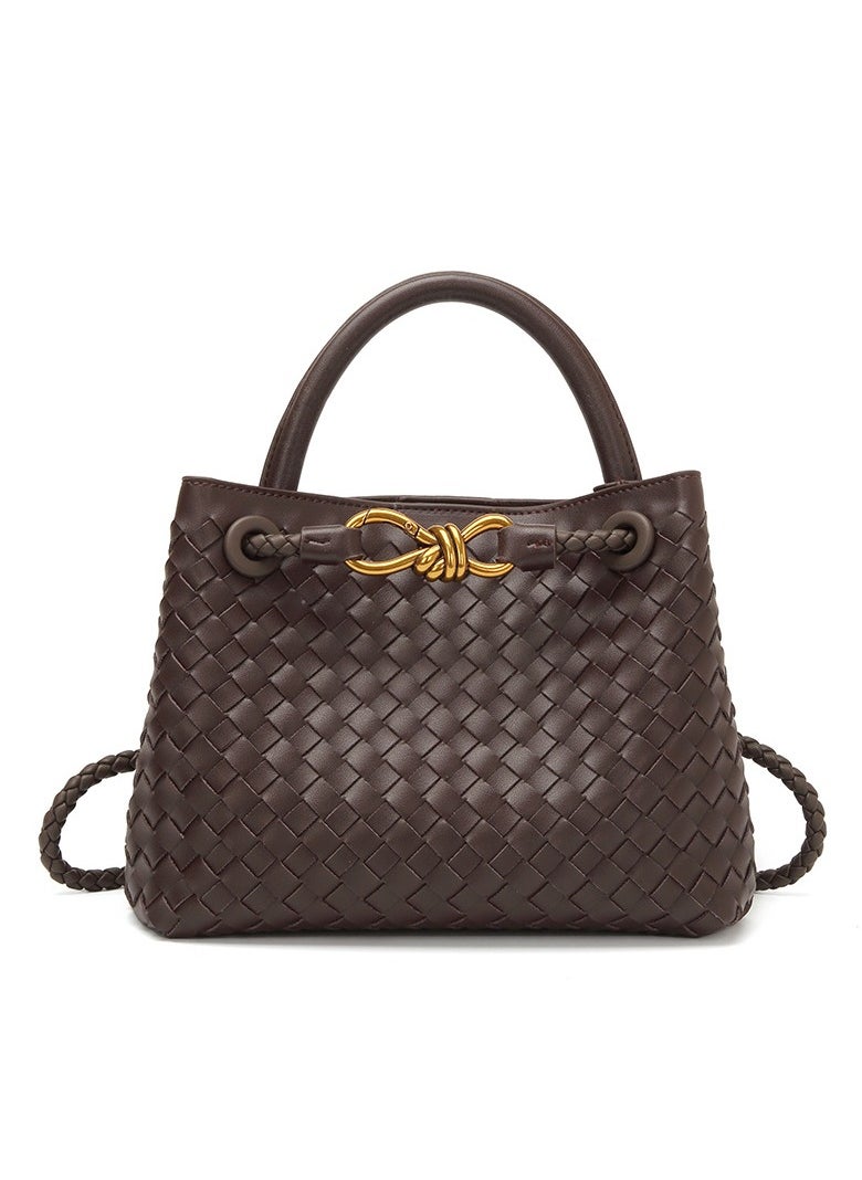 Generic Woven Hobo Bags for Women Fashion Leather Woven Tote Shoulder Bag Purses Tote Handbag (Brown）  - Image 1