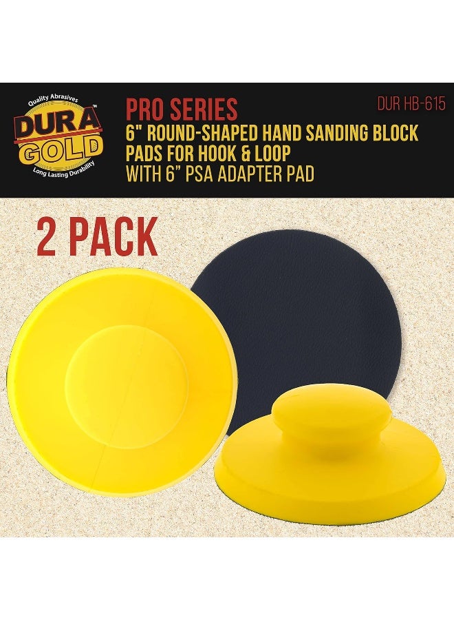 Dura-Gold Dura-Gold Pro Series 6" Round-Shaped Hand Sanding Block Pad for Hook & Loop and PSA 6" DA Sanding Discs, 2 Pack  - Image 2