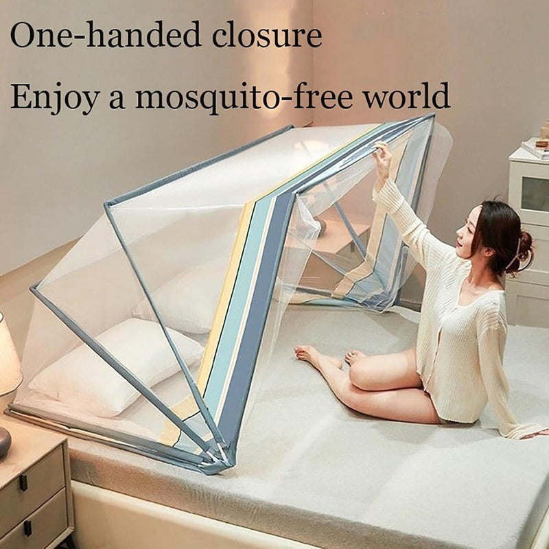 Folding Mosquito Net Portable Bottomless Bed Canopy for Bunk Beds, Student Dormitory, Home Bedroom, Travel & Camping, 135X190Cm,100 * 190CM - Image 4