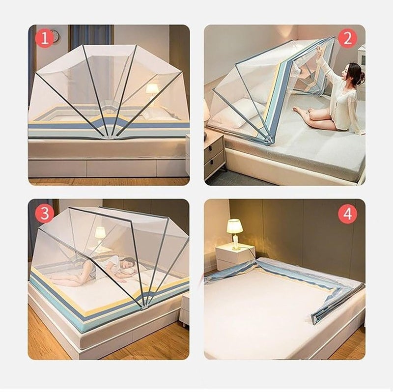 Folding Mosquito Net Portable Bottomless Bed Canopy for Bunk Beds, Student Dormitory, Home Bedroom, Travel & Camping, 135X190Cm,100 * 190CM - Image 5