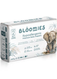 Bloomies Bloomies Premium Baby Diapers with wetness indicator | Eco-friendly and Hypoallergenic Nappies Made with 100% Bamboo | Nappies Size 2 for babies 3-8kg x 40pcs  - Image 1