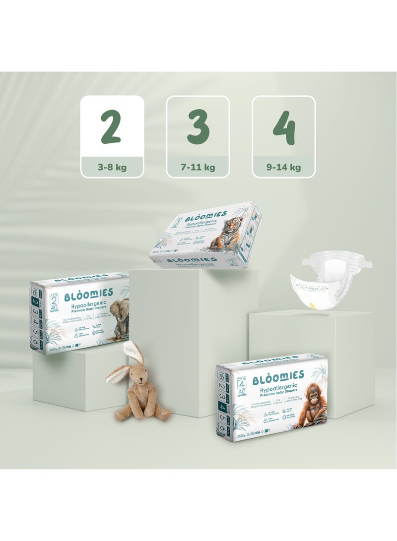 بلوميز حفاضات بلوميز بريميوم للأطفال مع مؤشر البلل | حفاضات صديقة للبيئة ومضادة للحساسية مصنوعة من الخيزران بنسبة 100٪ | حفاضات مقاس 2 للأطفال 3-8 كجم × 40 قطعة - Image 5