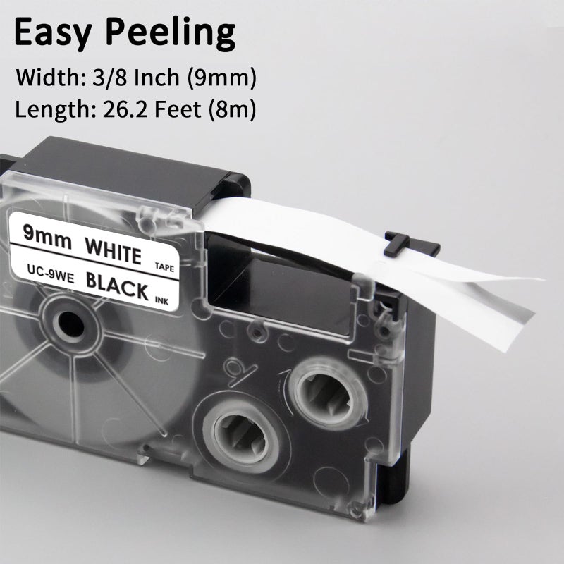 Pristar Compatible Label Tape Replacement for XR-9WE XR-9WE2S for Casio Label Maker Tape 9mm Black on White Use with Casio Label Maker KL-100 KL-60 KL-120 KL-750 KL-750B KL-7000 KL-7200 KL-820, 3-Pack - Image 2
