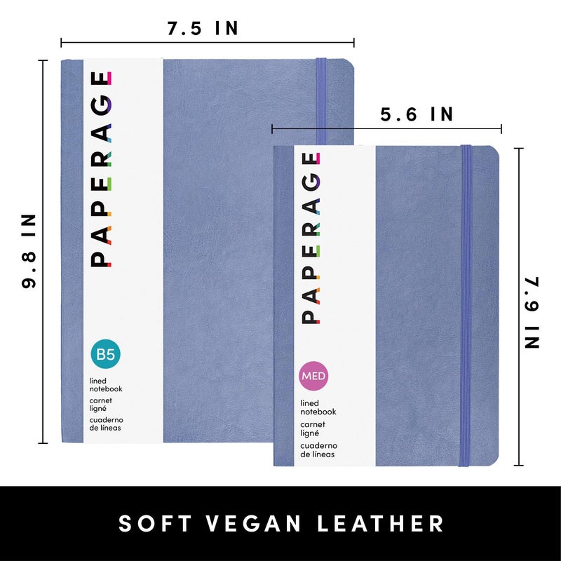 PAPERAGE Softcover Lined Journal Notebook (Periwinkle), 176 Pages, Large B5 College Ruled Notebook, 7.5 inches x 9.8 inches - 100 GSM Premium Paper, Soft Vegan Leather Journal for Home, Work & School - Image 2
