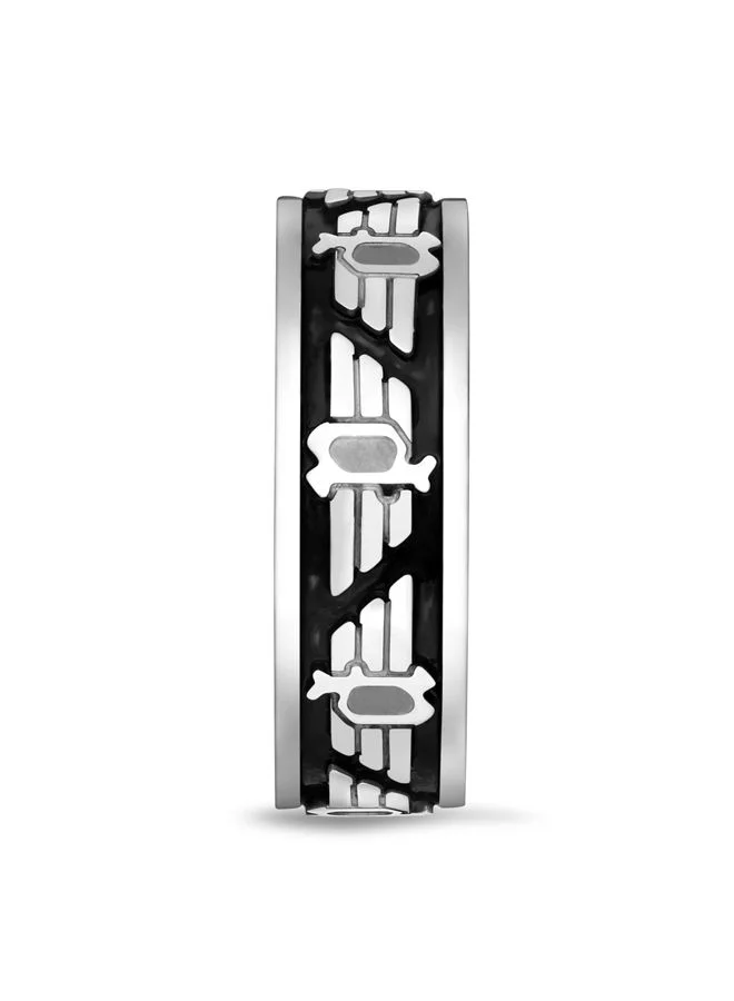 POLICE Raven Finger Ring for Men Stainless Steel with Malachite