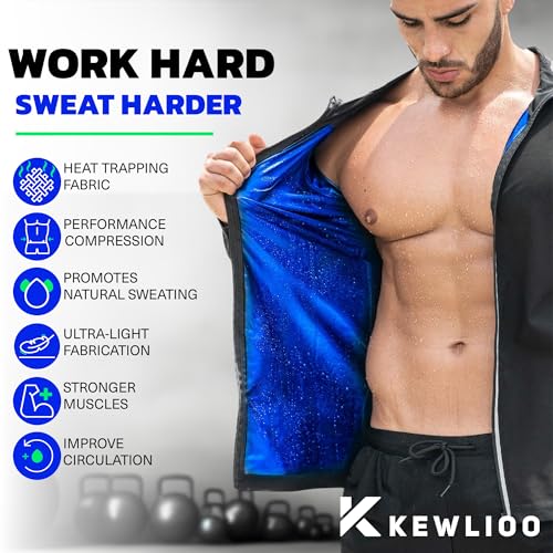 Kewlioo Pro Men's Sauna Jacket - Zip Up Sauna Suit For Men, Gym, Workouts - Image 2