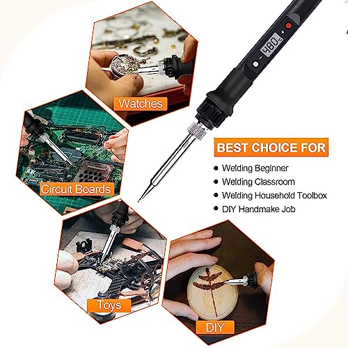 Serplex® Soldering Iron Kit with 5 Different Soldering Tips, 80W/220V 200-500°C Temperature Adjustable Soldering Iron with LCD Digital Display Welding Tool Fast Heating Solder Iron - Image 5