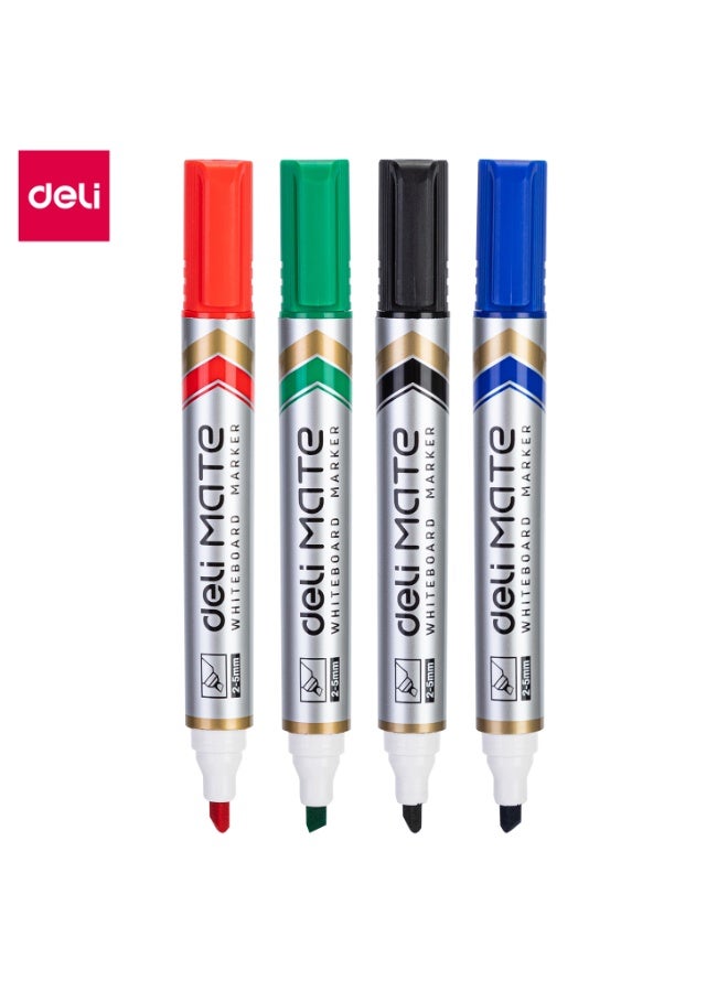 Deli 4-Piece Dry Erase White Board Marker Chisel Tip Multicolour - Image 3