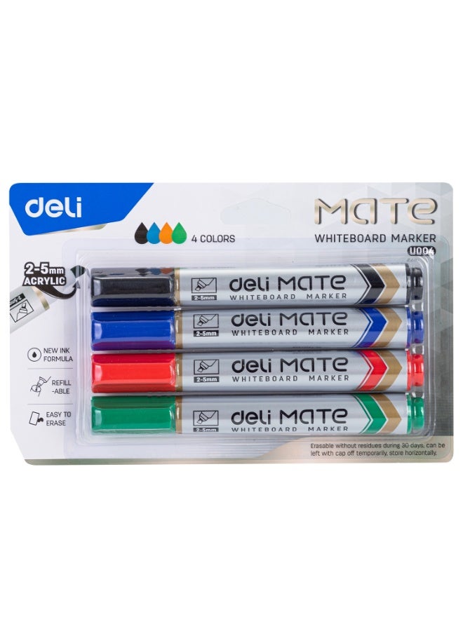 Deli 4-Piece Dry Erase White Board Marker Chisel Tip Multicolour - Image 1