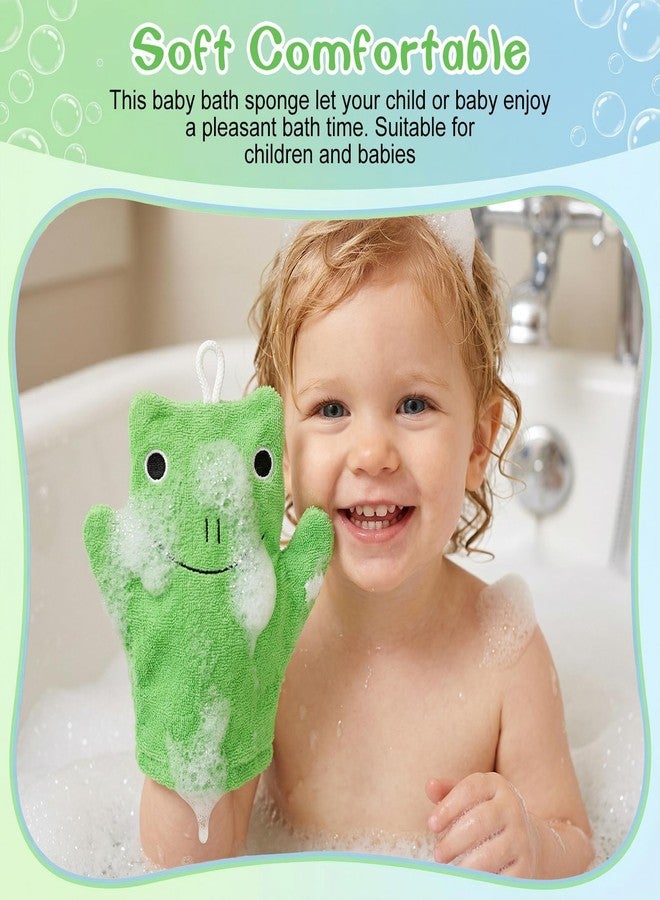 CartHome 4-Piece Loofah for Bathing Exfoliating Glove Set, Bath Sponge Cartoon Animal Washcloths and Bath Mitt for Daily Body Cleansing, Duck and Frog Design - Image 4