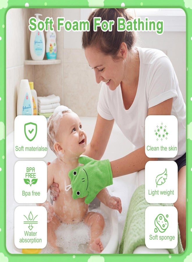 CartHome 4-Piece Loofah for Bathing Exfoliating Glove Set, Bath Sponge Cartoon Animal Washcloths and Bath Mitt for Daily Body Cleansing, Duck and Frog Design - Image 3