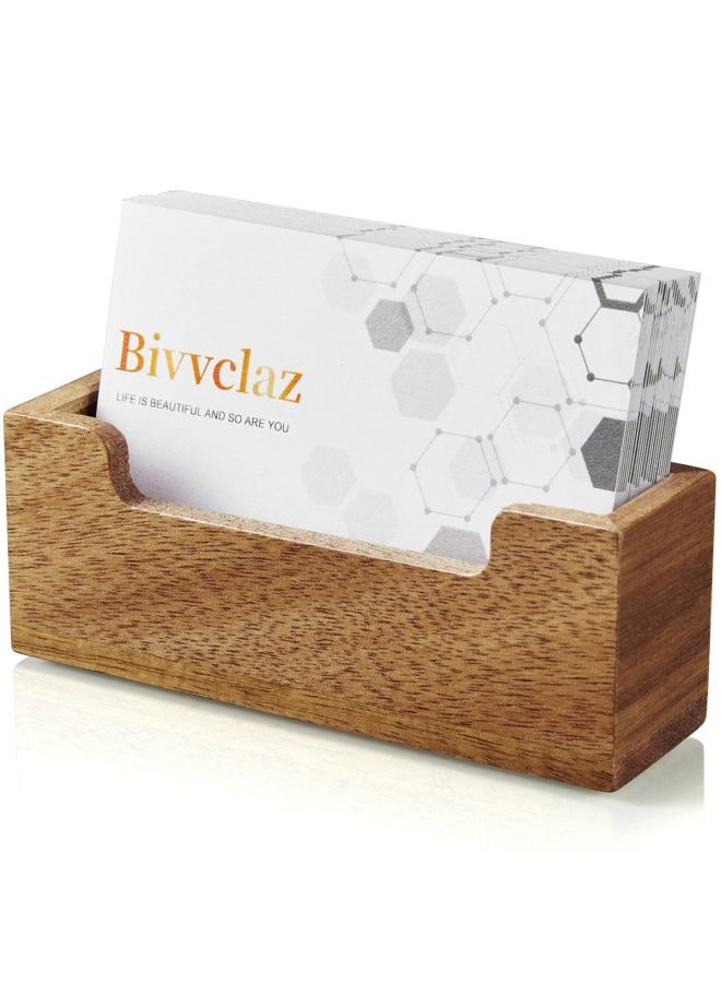 Bivvclaz حامل بطاقات العمل للمكتب، حامل بطاقات عمل من خشب الأكاسيا لعرض بطاقات العمل على المكتب لمعرض الطاولة في المكتب والمنزل، أساسيات الأعمال الصغيرة - Image 1
