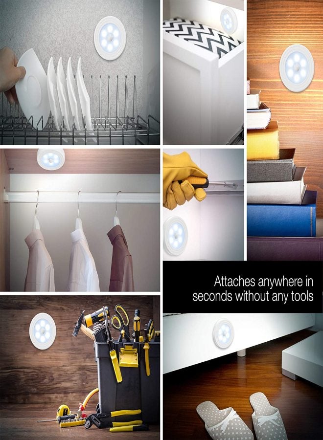6 Pack Motion Sensor Light, Closet Light,Wall Light, Stick Anywhere with No Tools, Battery Operated Lights, LED Night Lights, Perfect for Staircase, Hallway, Bathroom, Bedroom, Kitchen, Cabinet - Image 2