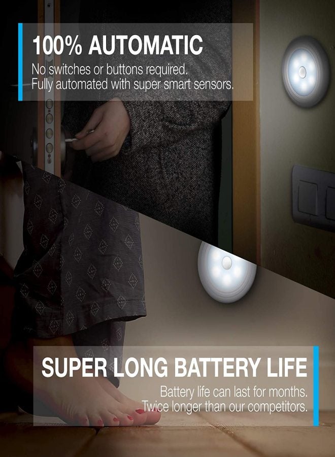 6 Pack Motion Sensor Light, Closet Light,Wall Light, Stick Anywhere with No Tools, Battery Operated Lights, LED Night Lights, Perfect for Staircase, Hallway, Bathroom, Bedroom, Kitchen, Cabinet - Image 4