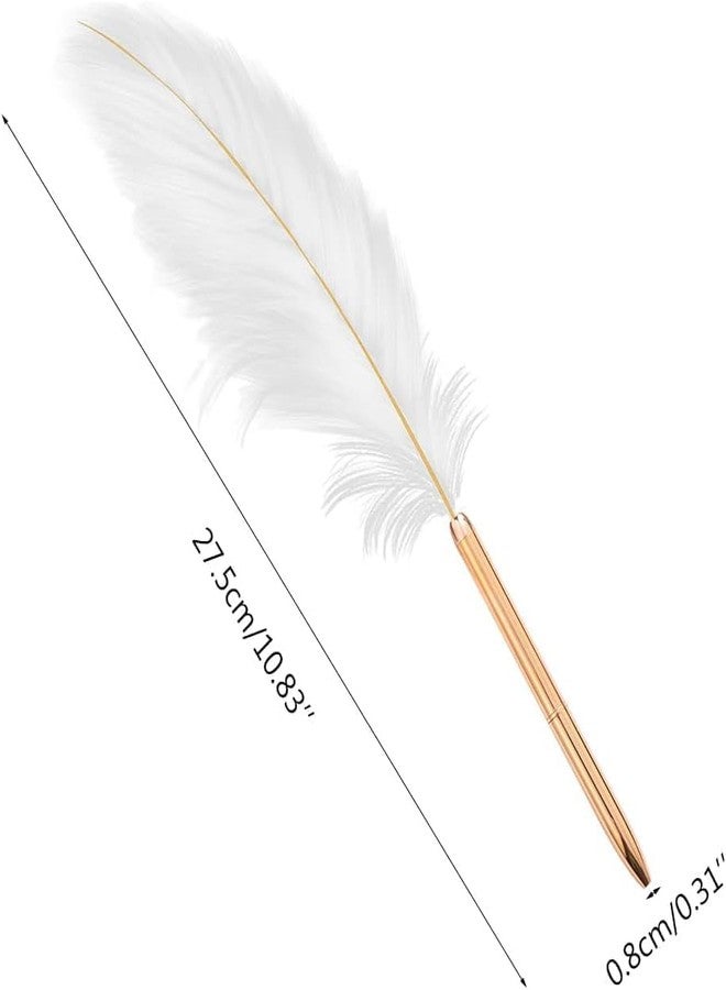 Sluswallow White Feather Ballpoint Pen Black Inks Pen Refillable Ballpoint Pen for School Writing, Signatures Pens and Refills Wedding Signing Pen - Image 2