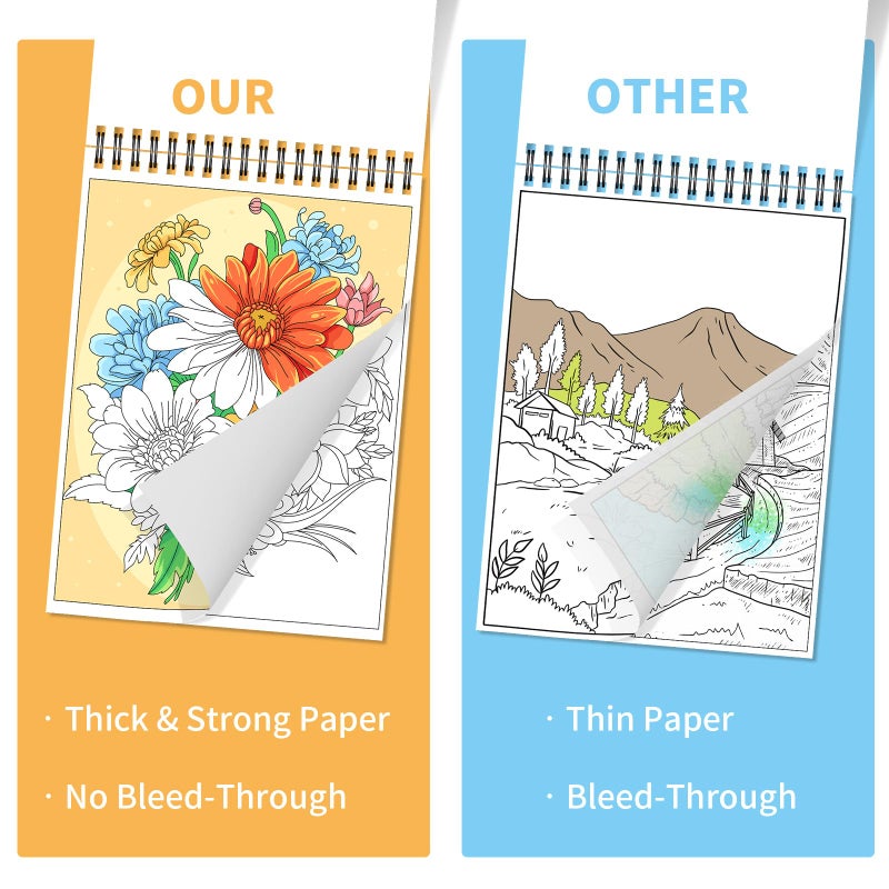 Kalysky Easy and Cozy Adult Coloring Book Set, 3 Stress Relief Coloring Books for Adults Relaxation, Flower Inspirational Quotes Coloring Books - Image 5