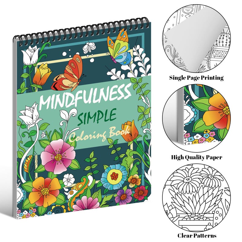 Kalysky Easy and Cozy Adult Coloring Book Set, 3 Stress Relief Coloring Books for Adults Relaxation, Flower Inspirational Quotes Coloring Books - Image 3